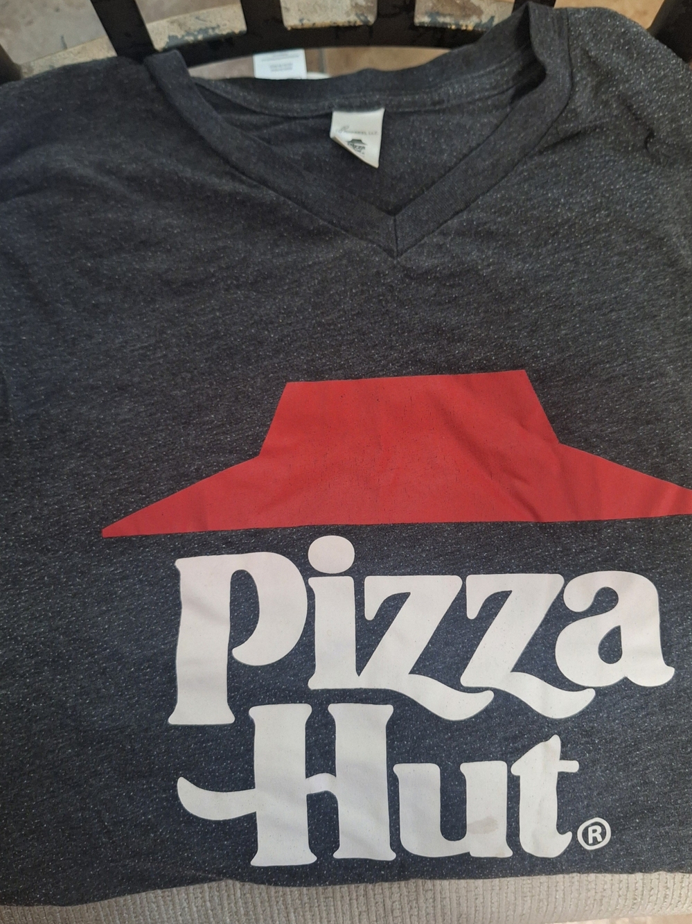 Unisex Charcoal Gray V-Neck Logo Tee